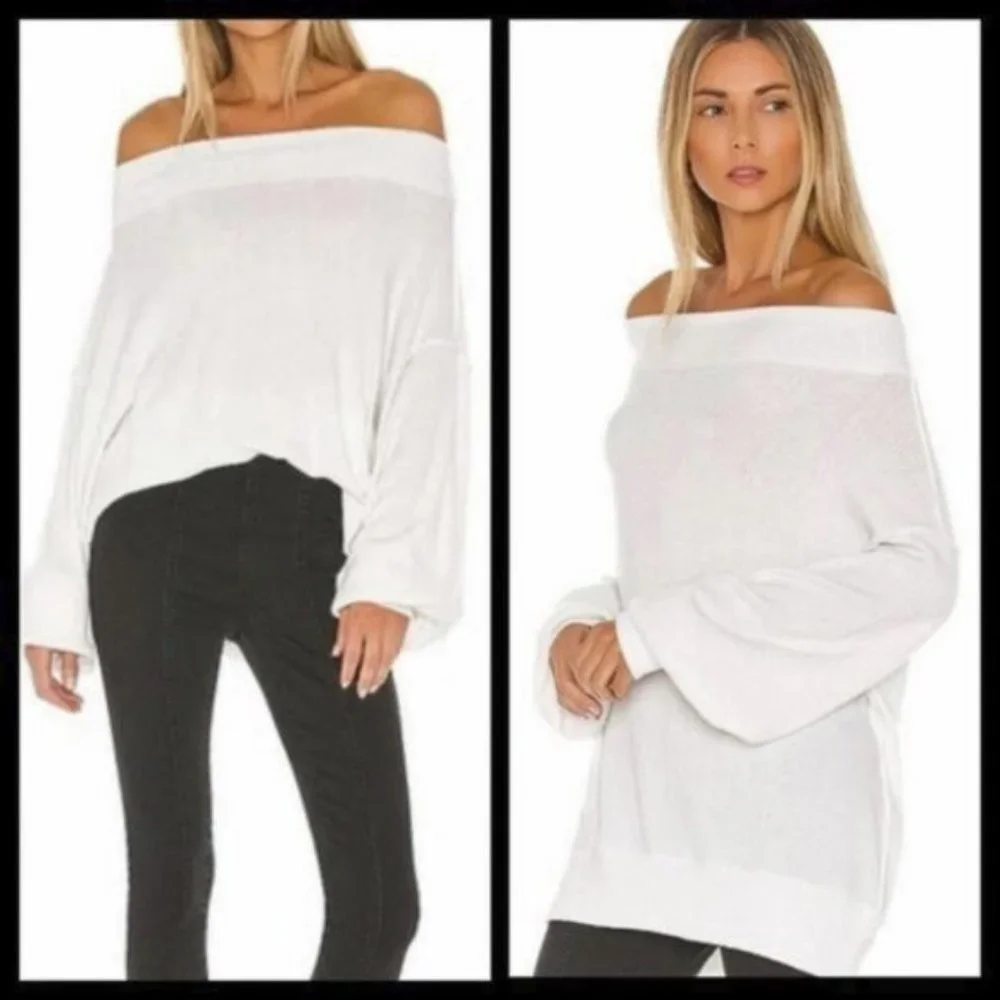 Free People White Main Squeeze Hacci Shirt S/M NWT - Picture 4 of 9